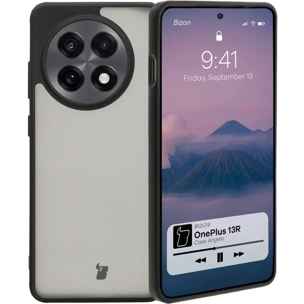 Etui Bizon Case Angelo do OnePlus 13R przydymione z czarną ramką