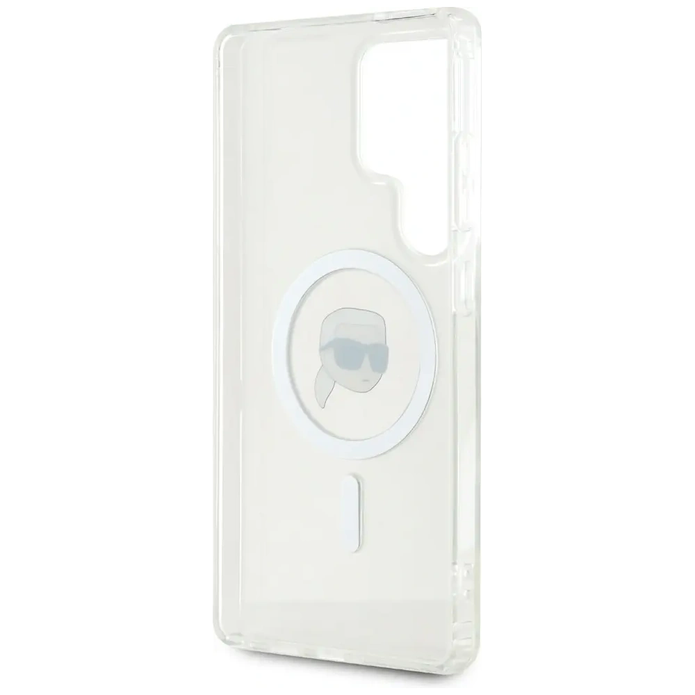 Etui Karl Lagerfeld Button Karl Head Printed Logo MagSafe Samsung Galaxy S25 Ultra biały