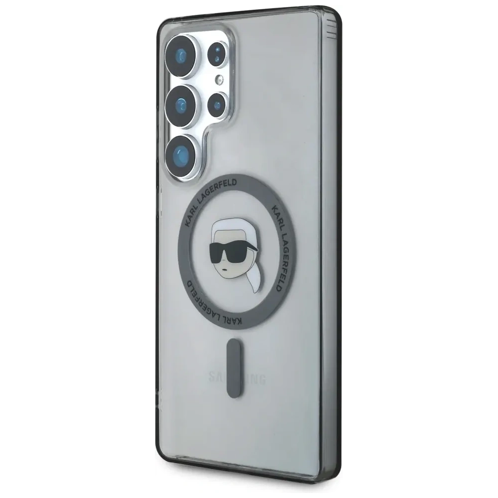 Etui Karl Lagerfeld Button Karl Head Printed Logo MagSafe Samsung Galaxy S25 Ultra czarny