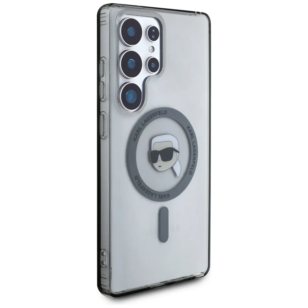 Etui Karl Lagerfeld Button Karl Head Printed Logo MagSafe Samsung Galaxy S25 Ultra czarny