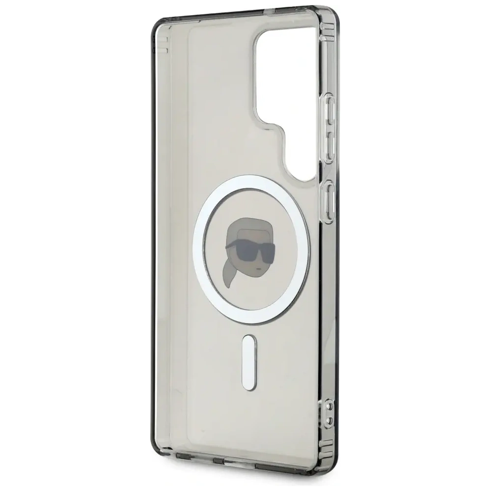 Etui Karl Lagerfeld Button Karl Head Printed Logo MagSafe Samsung Galaxy S25 Ultra czarny