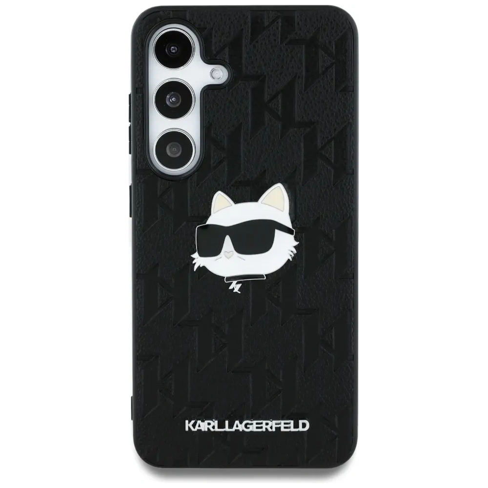 Etui Karl Lagerfeld Leather Monogram Pin Logo Choupette Head Samsung Galaxy S25+ Plus czarny