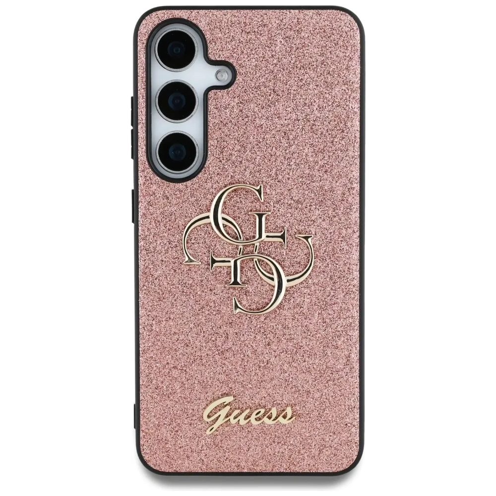 Etui Guess Fixed Glitter Big 4G Metal Logo do Samsung Galaxy S25 różowy