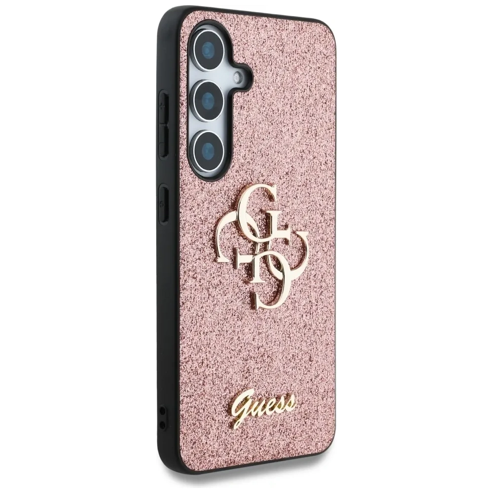 Etui Guess Fixed Glitter Big 4G Metal Logo do Samsung Galaxy S25 różowy