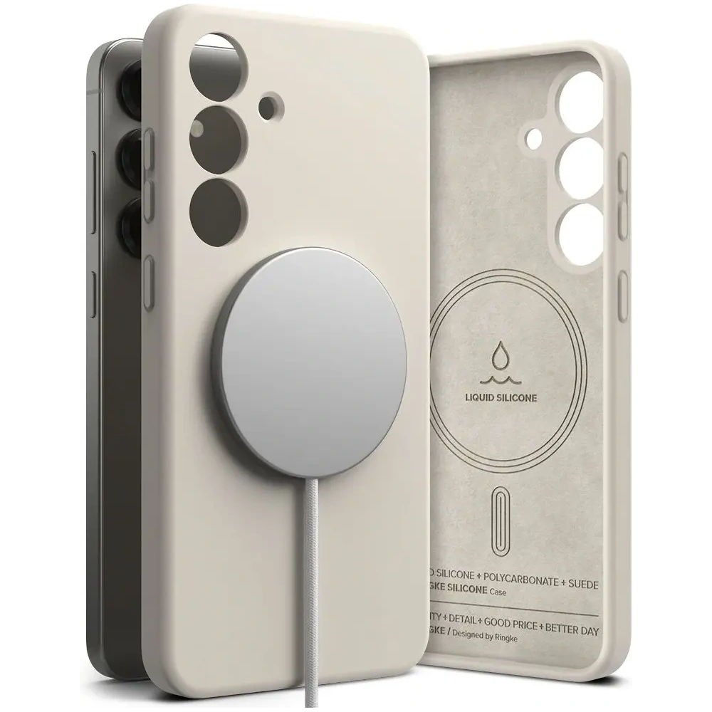 Etui Ringke Silicone Magnetic MagSafe Samsung Galaxy S25 Stone