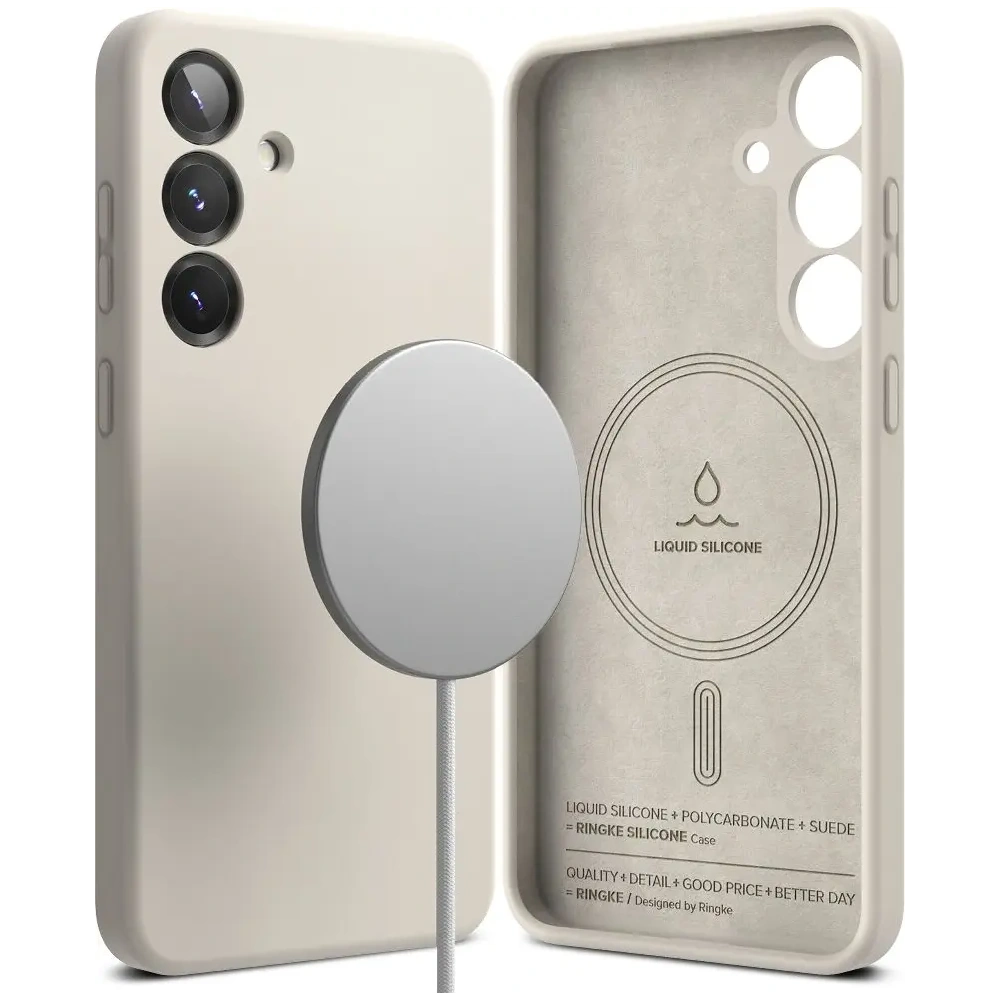 Etui Ringke Silicone Magnetic MagSafe Samsung Galaxy S25 Stone