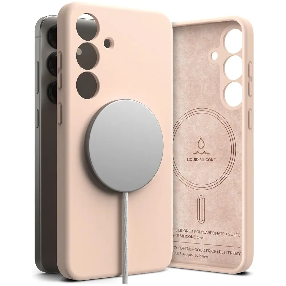 Etui Ringke Silicone Magnetic MagSafe Samsung Galaxy S25 Pink Sand