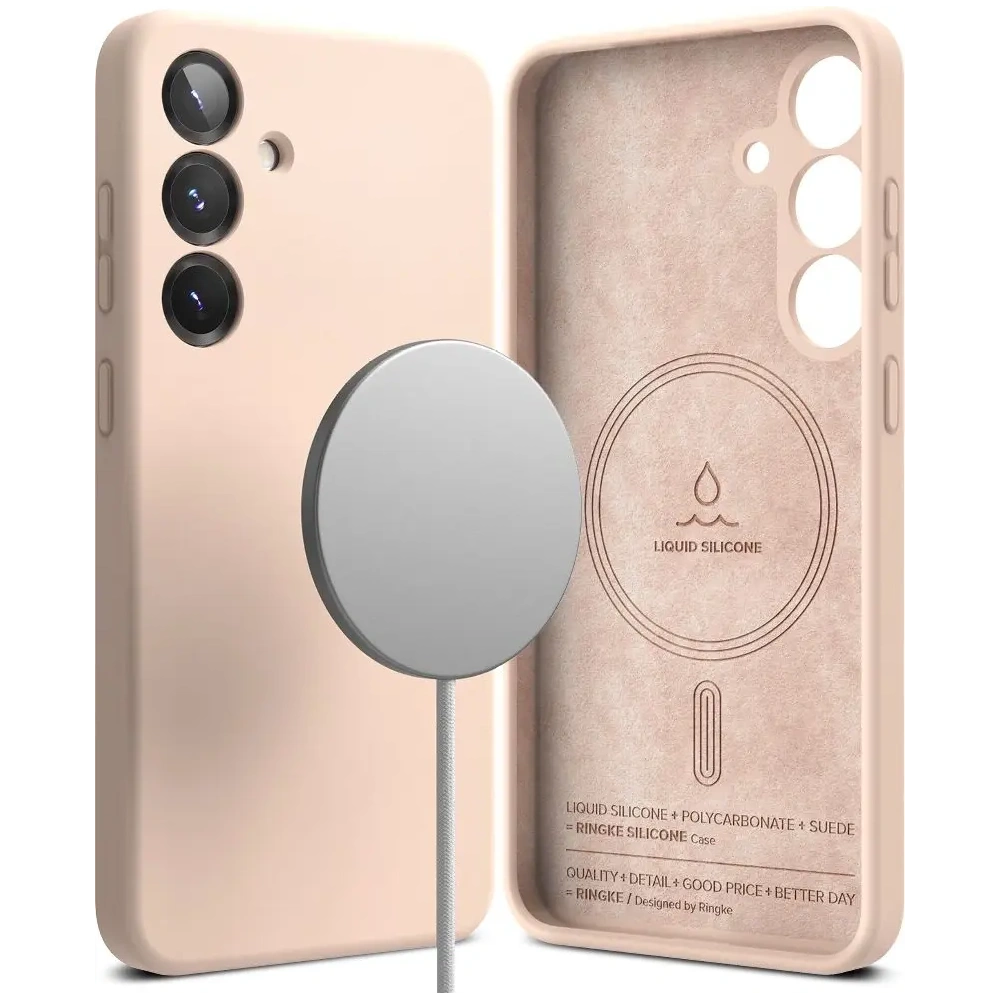 Etui Ringke Silicone Magnetic MagSafe Samsung Galaxy S25 Pink Sand