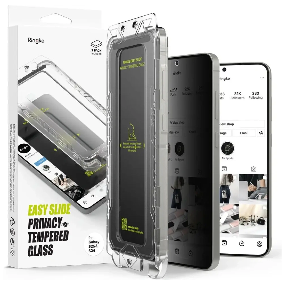Szkło prywatyzujące Ringke Easy Slide Samsung Galaxy S25 Privacy [2 PACK]