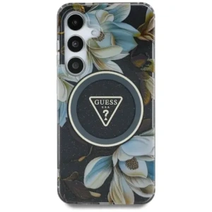 Buy Guess Glitter Flowers Triangle Buttons MagSafe Samsung Galaxy S25 black - GUE4260 - {ean13} - Home Screen Store Europe