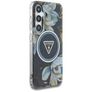 Buy Guess Glitter Flowers Triangle Buttons MagSafe Samsung Galaxy S25 black - GUE4260 - {ean13} - Home Screen Store Europe