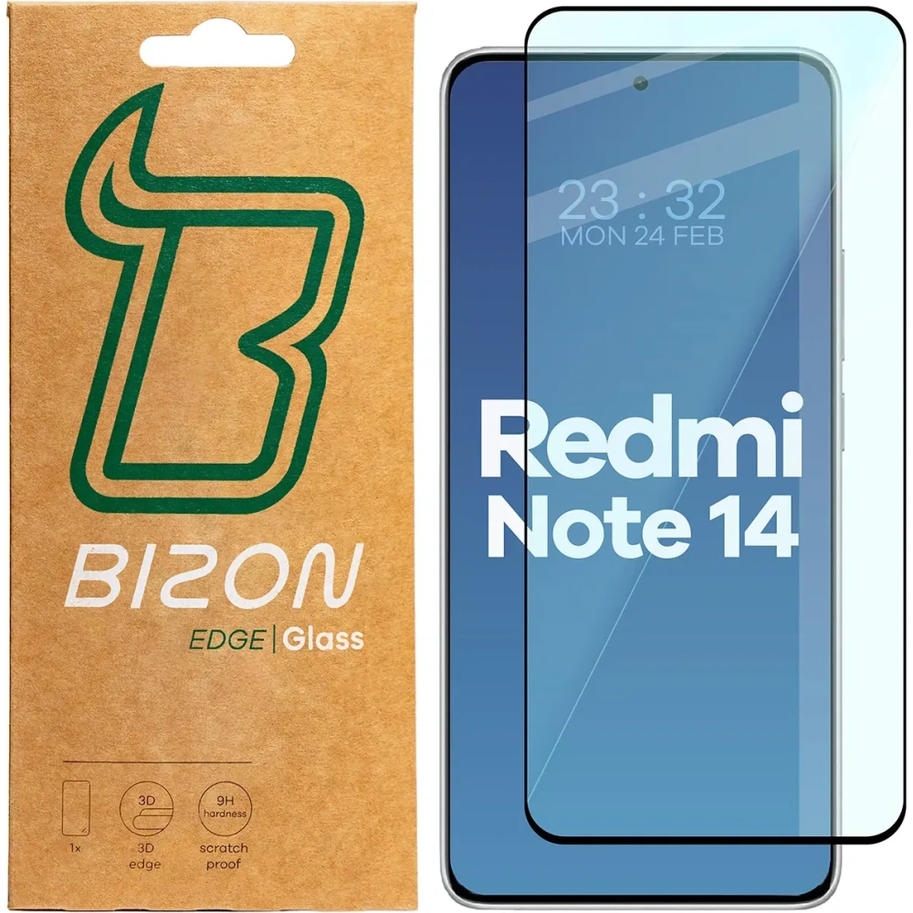 Szkło hartowane Bizon Glass Edge 2 do Xiaomi Redmi Note 14 4G / 5G czarna ramka
