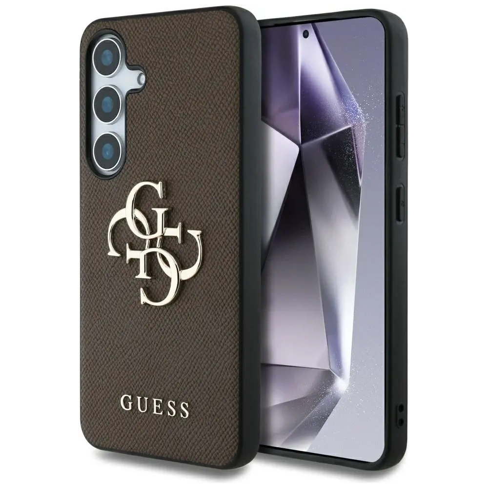 Etui Guess Grained Big 4G Logo Small Classic Logo do Samsung Galaxy S25+ Plus brązowy