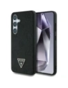Etui Guess Grained Hot Stamp Peony Pattern Triangle Logo MagSafe do Samsung Galaxy S25 czarny