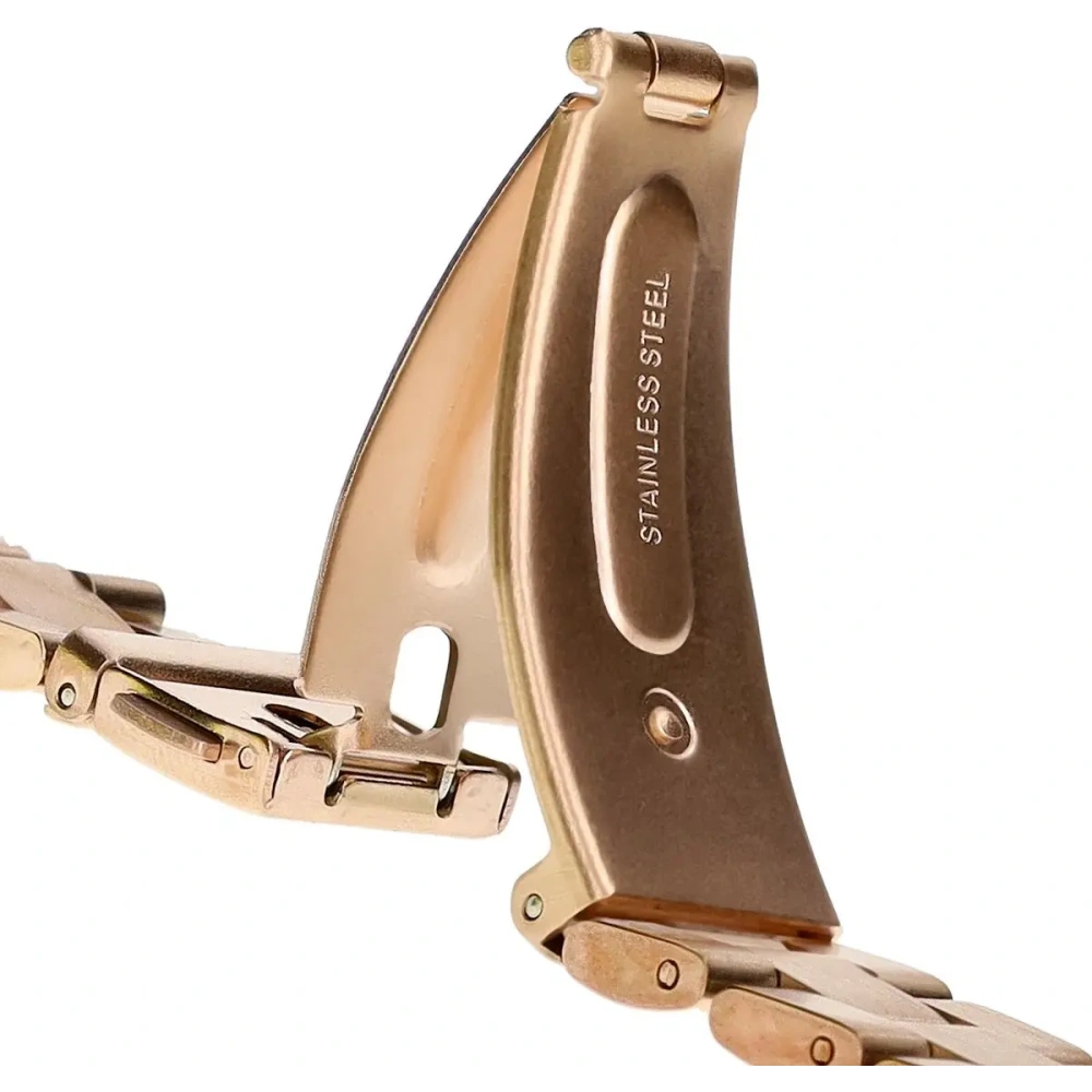 Pasek ze stali nierdzewnej Bizon Strap Watch Aura do Xiaomi Smart Band 9 / 9 NFC / 8 różowozłoty