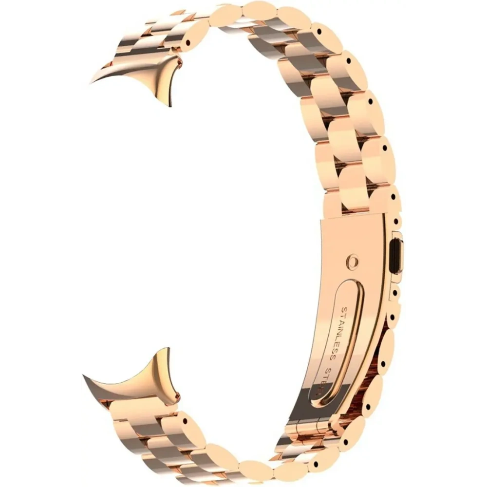 Pasek ze stali nierdzewnej Bizon Strap Watch Aura do Xiaomi Smart Band 9 / 9 NFC / 8 różowozłoty