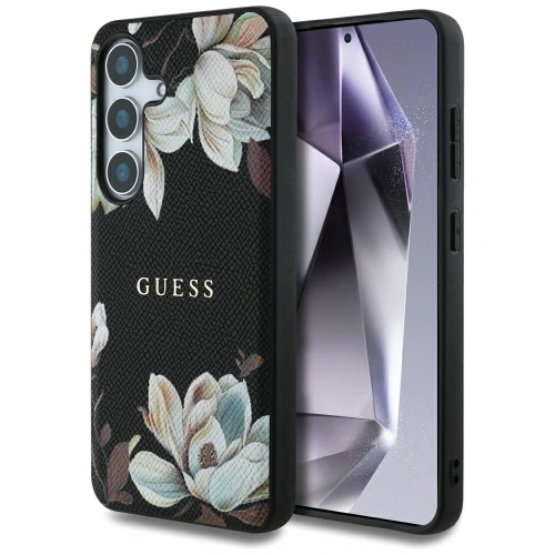Kup Etui Guess Grained Printed Flower Pattern MagSafe do Samsung Galaxy S25 czarny - GUE4270 - {ean13} - Sklep Home Screen