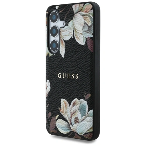 Kup Etui Guess Grained Printed Flower Pattern MagSafe do Samsung Galaxy S25 czarny - GUE4270 - {ean13} - Sklep Home Screen