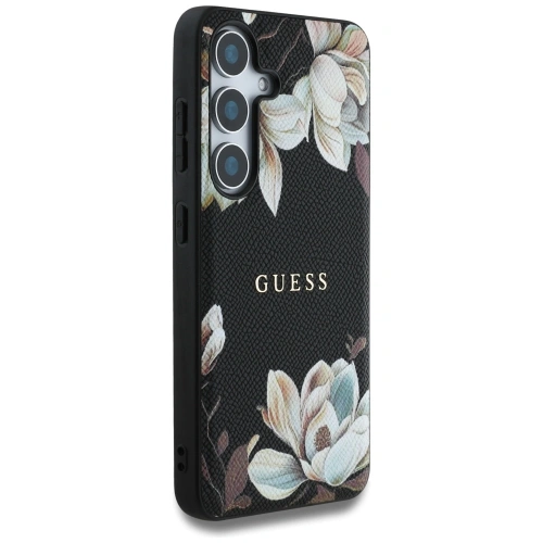 Kup Etui Guess Grained Printed Flower Pattern MagSafe do Samsung Galaxy S25 czarny - GUE4270 - {ean13} - Sklep Home Screen
