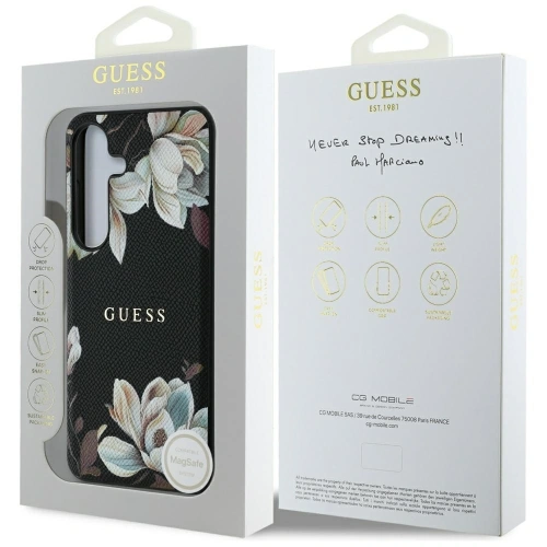 Kup Etui Guess Grained Printed Flower Pattern MagSafe do Samsung Galaxy S25 czarny - GUE4270 - {ean13} - Sklep Home Screen