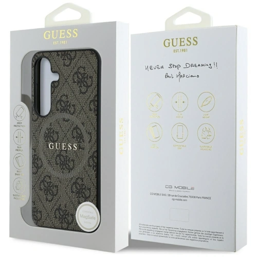 Kup Guess Inel din piele 4G colorat cu logo clasic MagSafe pentru Samsung Galaxy S25 maro - GUE4272 - {ean13} - Sklep Home Screen