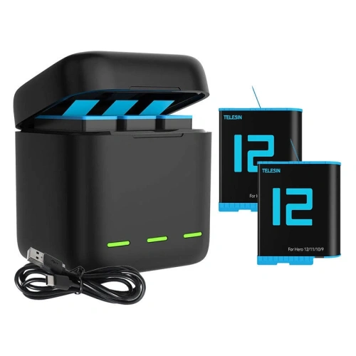 Buy TELESIN triple-channel box charger +2 batteries for GoPro Hero 12 / 11 / 10 / 9 - TLS192 - {ean13} - Home Screen Store Europe