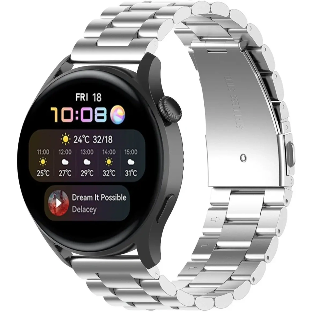 Pasek ze stali nierdzewnej Bizon Strap Watch Aura do Smartwatcha 18 mm srebrny