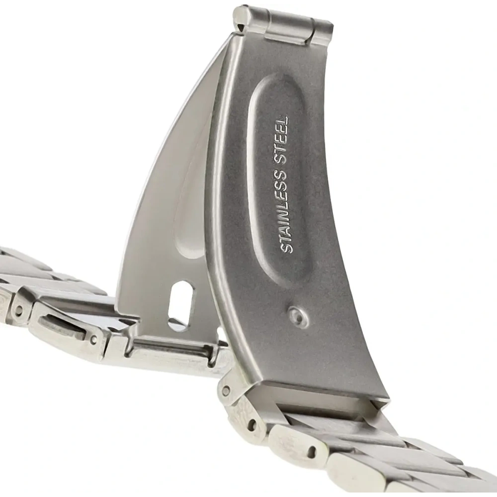 Pasek ze stali nierdzewnej Bizon Strap Watch Aura do Smartwatcha 18 mm srebrny