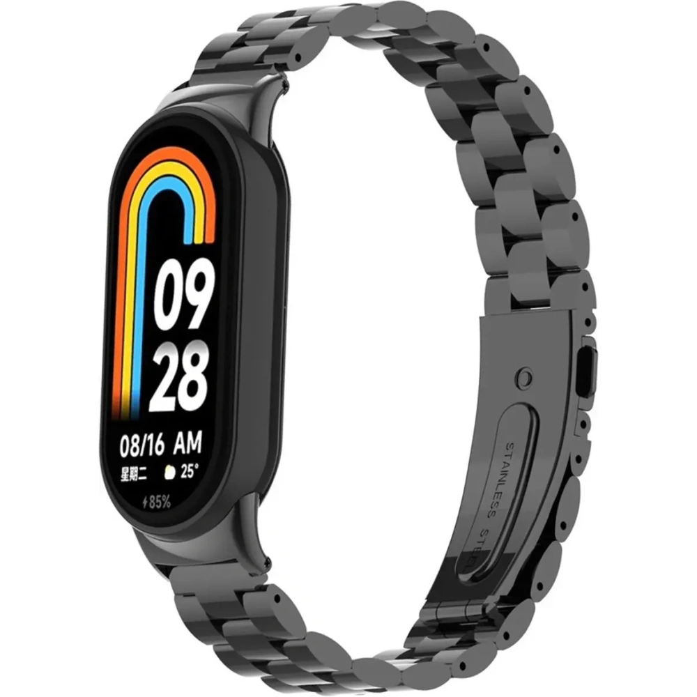 Pasek ze stali nierdzewnej Bizon Strap Watch Aura do Xiaomi Smart Band 9 / 9 NFC / 8 czarny