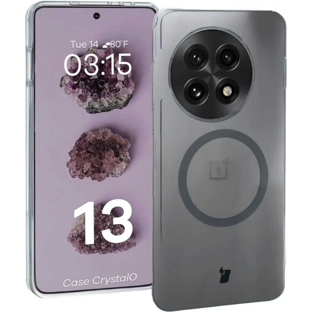 Etui z pierścieniem magnetycznym Bizon Case CrystalO do OnePlus 13 przezroczyste