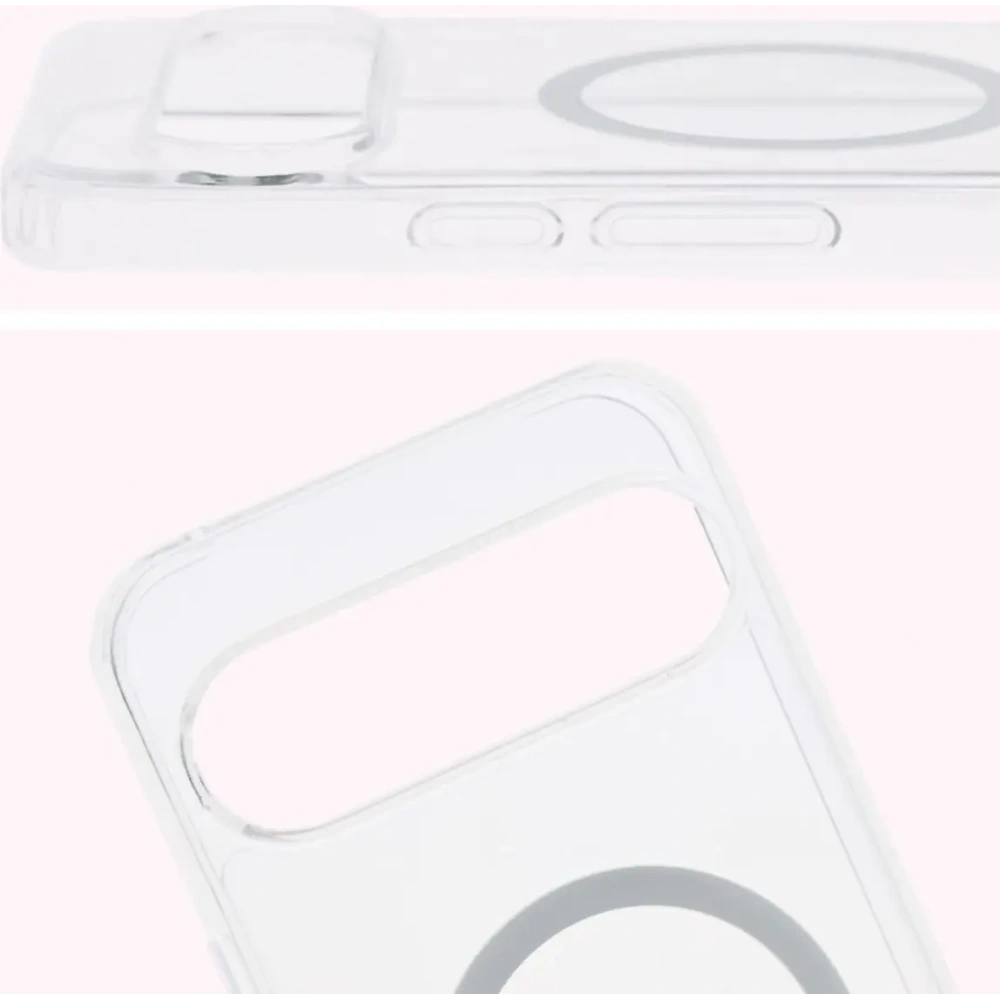 Etui z pierścieniem magnetycznym Bizon Case CrystalO do Google Pixel 9 / 9 Pro przezroczyste