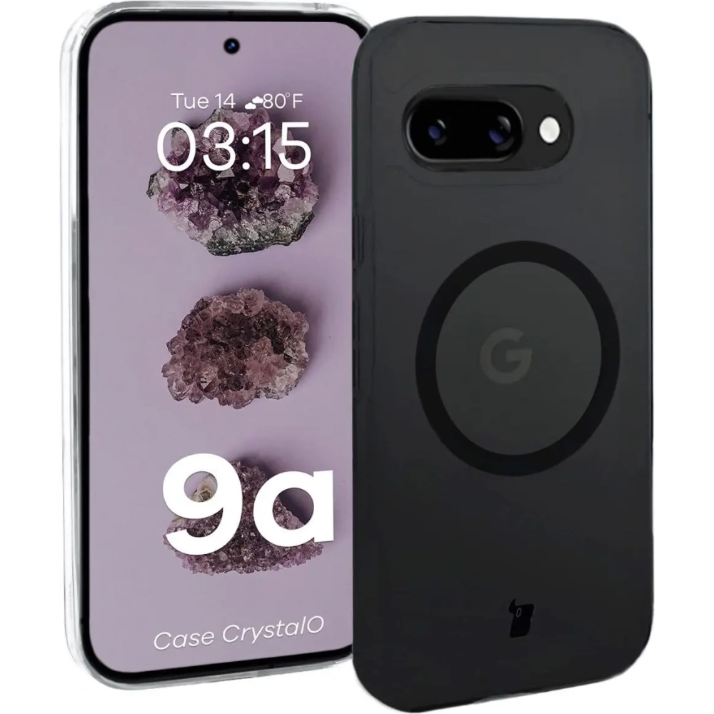 Etui z pierścieniem magnetycznym Bizon Case CrystalO do Google Pixel 9a przezroczyste