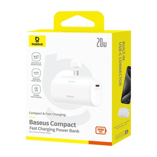 Kup Powerbank Baseus Compact 5000mAh 20W USB-C (biały) - BSU8912 - {ean13} - Sklep Home Screen