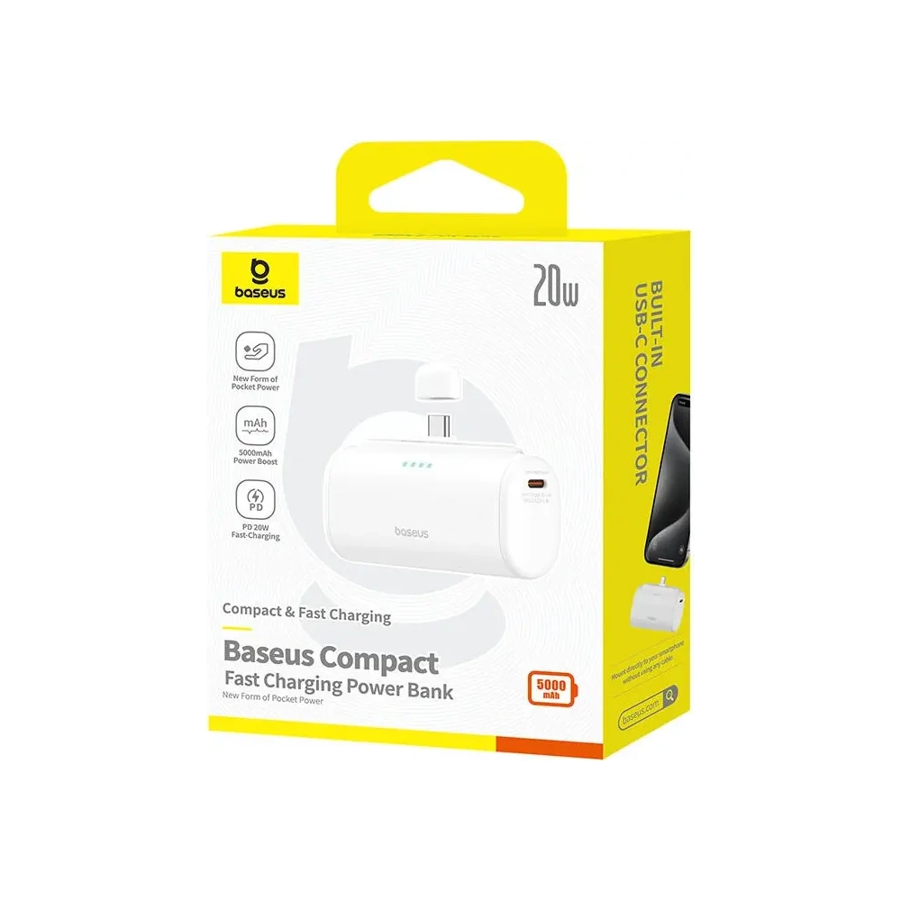 Powerbank Baseus Compact 5000mAh 20W USB-C (biały)