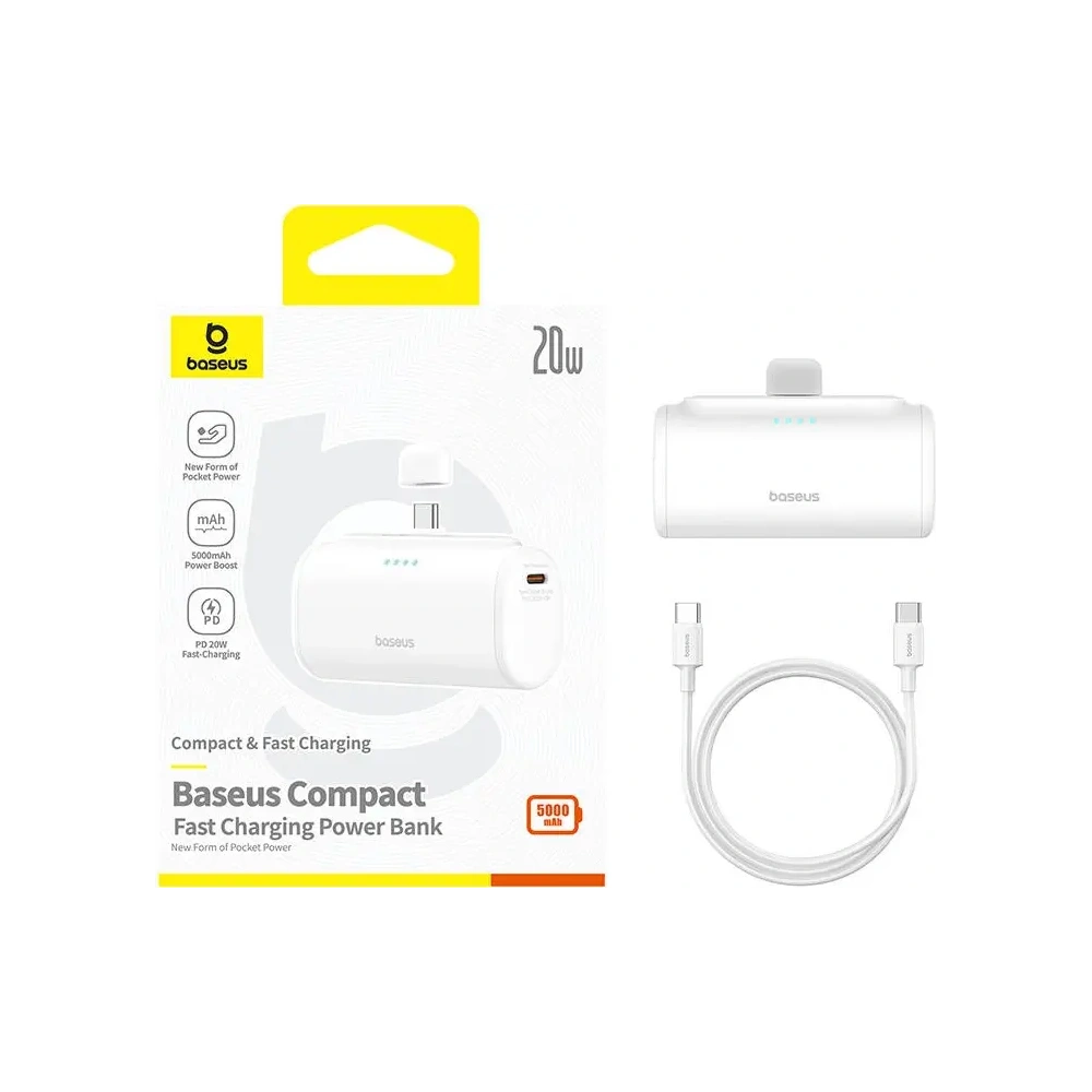 Powerbank Baseus Compact 5000mAh 20W USB-C (biały)