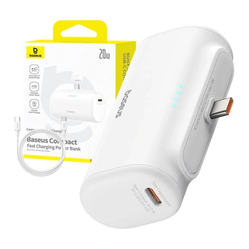 Kup Powerbank Baseus Compact 5000mAh 20W USB-C (biały) - BSU8912 - {ean13} - Sklep Home Screen