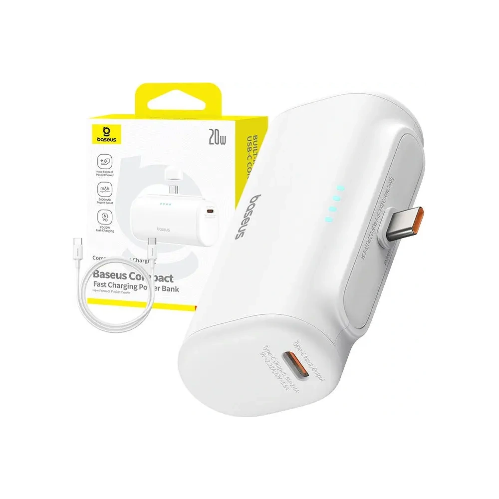 Powerbank Baseus Compact 5000mAh 20W USB-C (biały)