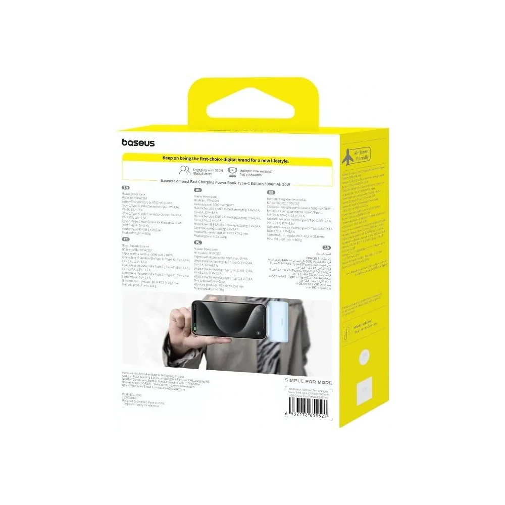 Powerbank Baseus Compact USB-C 5000mAh 20W (niebieski)