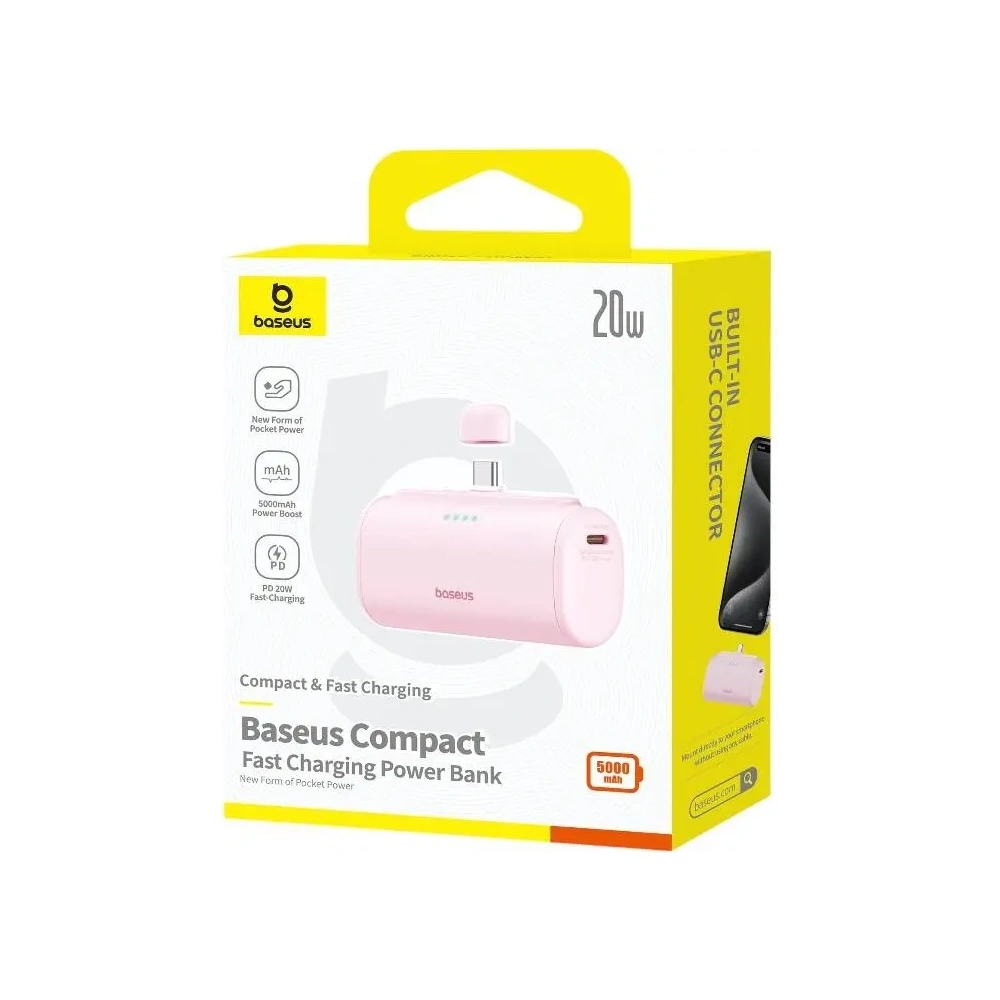Powerbank Baseus Compact USB-C 5000mAh 20W (różowy)
