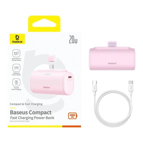 Kup Baseus Compact USB-C 5000mAh 20W Powerbank (roz) - BSU8914 - {ean13} - Sklep Home Screen