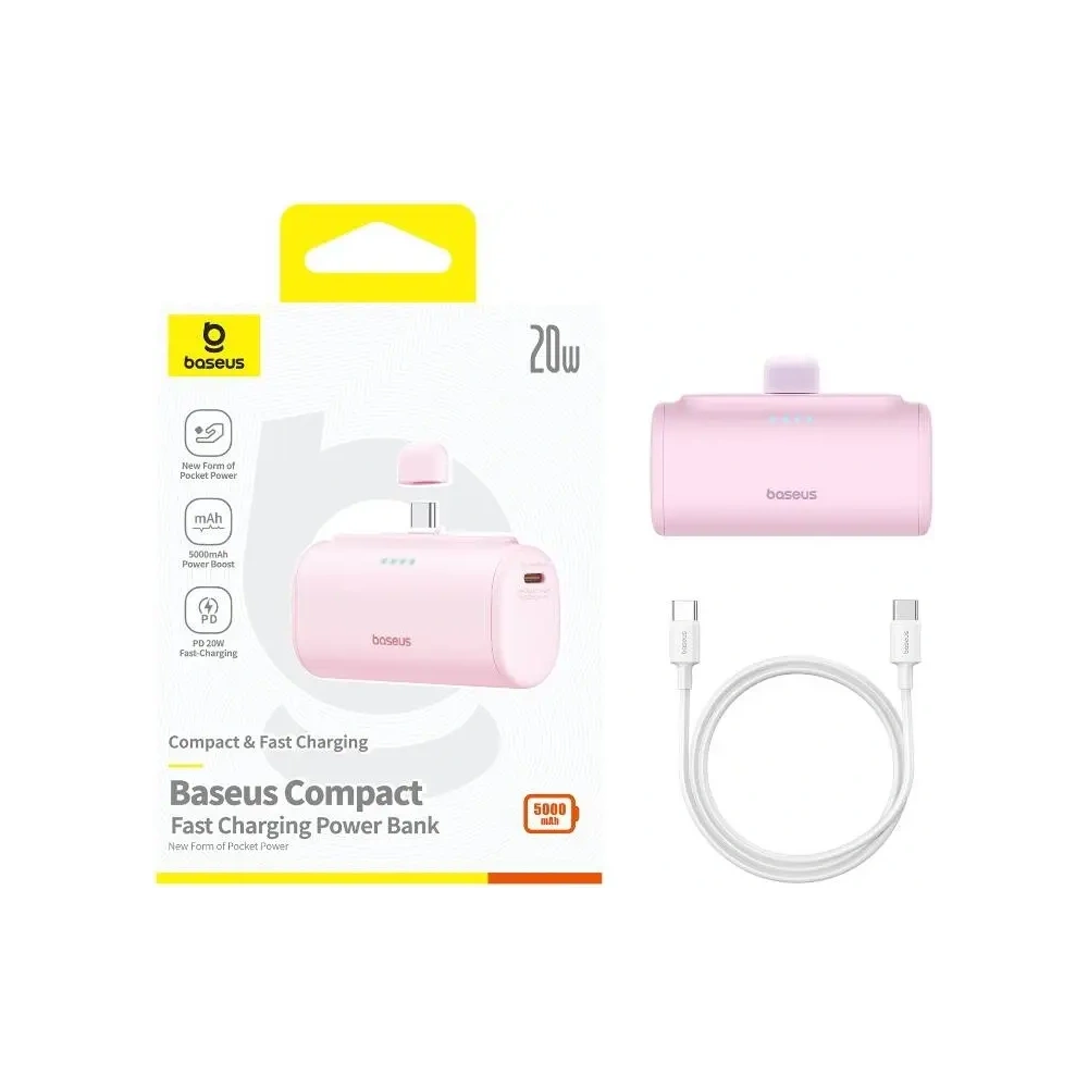 Powerbank Baseus Compact USB-C 5000mAh 20W (różowy)