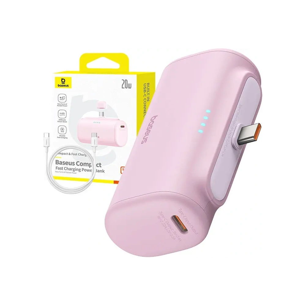 Powerbank Baseus Compact USB-C 5000mAh 20W (różowy)