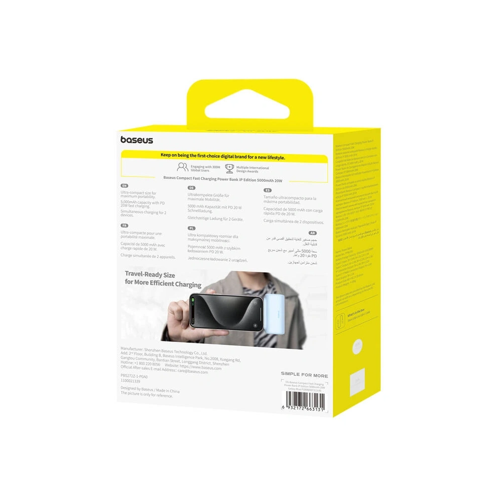 Powerbank OS-Baseus Compact IP 5000mAh 20W (niebieski)