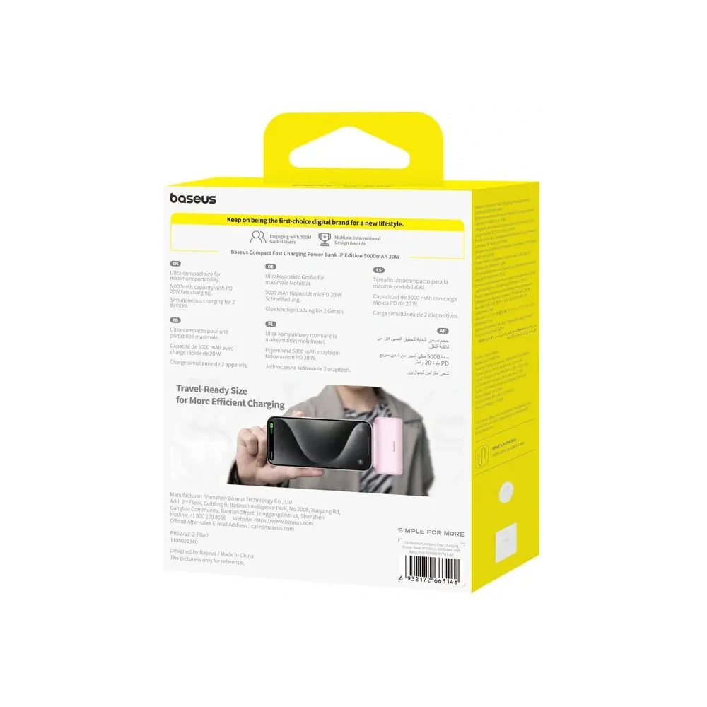 Powerbank OS-Baseus Compact IP 5000mAh 20W (różowy)