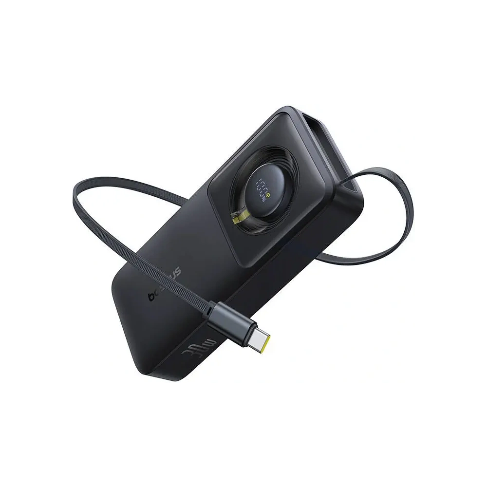 Powerbank Baseus OS Free2Pull 10000mAh 30W + wbudowany kabel USB-C (czarny)