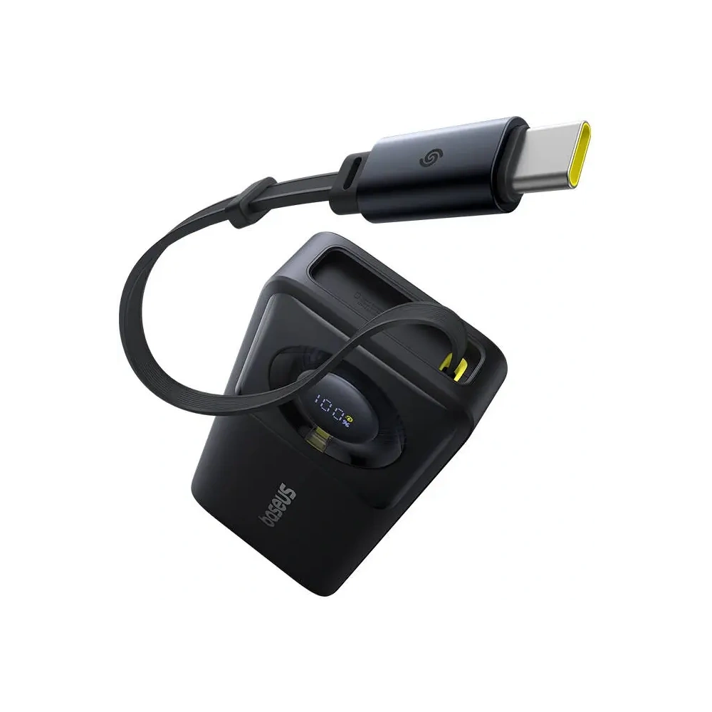 Powerbank Baseus OS Free2Pull 10000mAh 30W + wbudowany kabel USB-C (czarny)