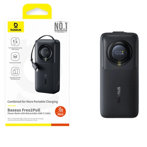 Kup Baseus OS Free2Pull 10000mAh 30W Powerbank + integriertes USB-C-Kabel (schwarz) - BSU8918 - {ean13} - Sklep Home Screen