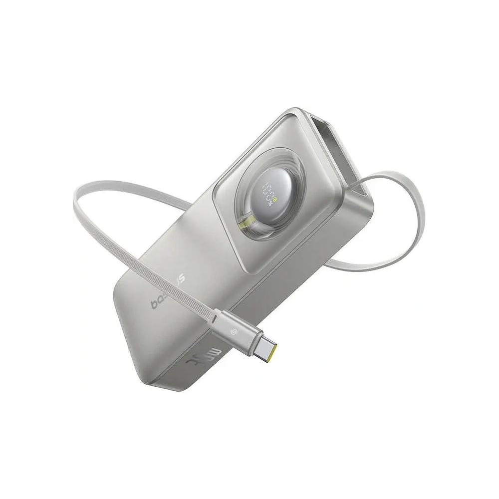 Powerbank Baseus OS Free2Pull 10000mAh 30W + wbudowany kabel USB-C (szary)