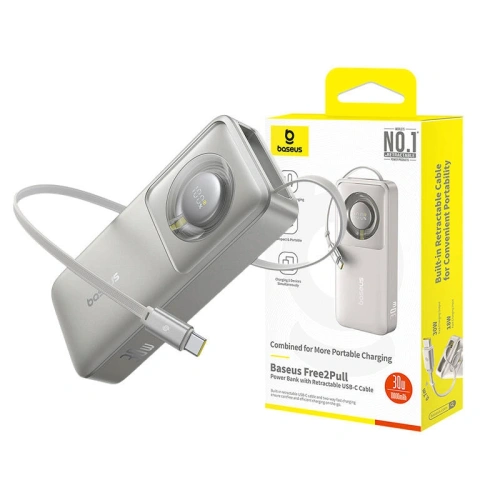 Kup Baseus OS Free2Pull 10000mAh 30W Powerbank + integriertes USB-C-Kabel (grau) - BSU8919 - {ean13} - Sklep Home Screen