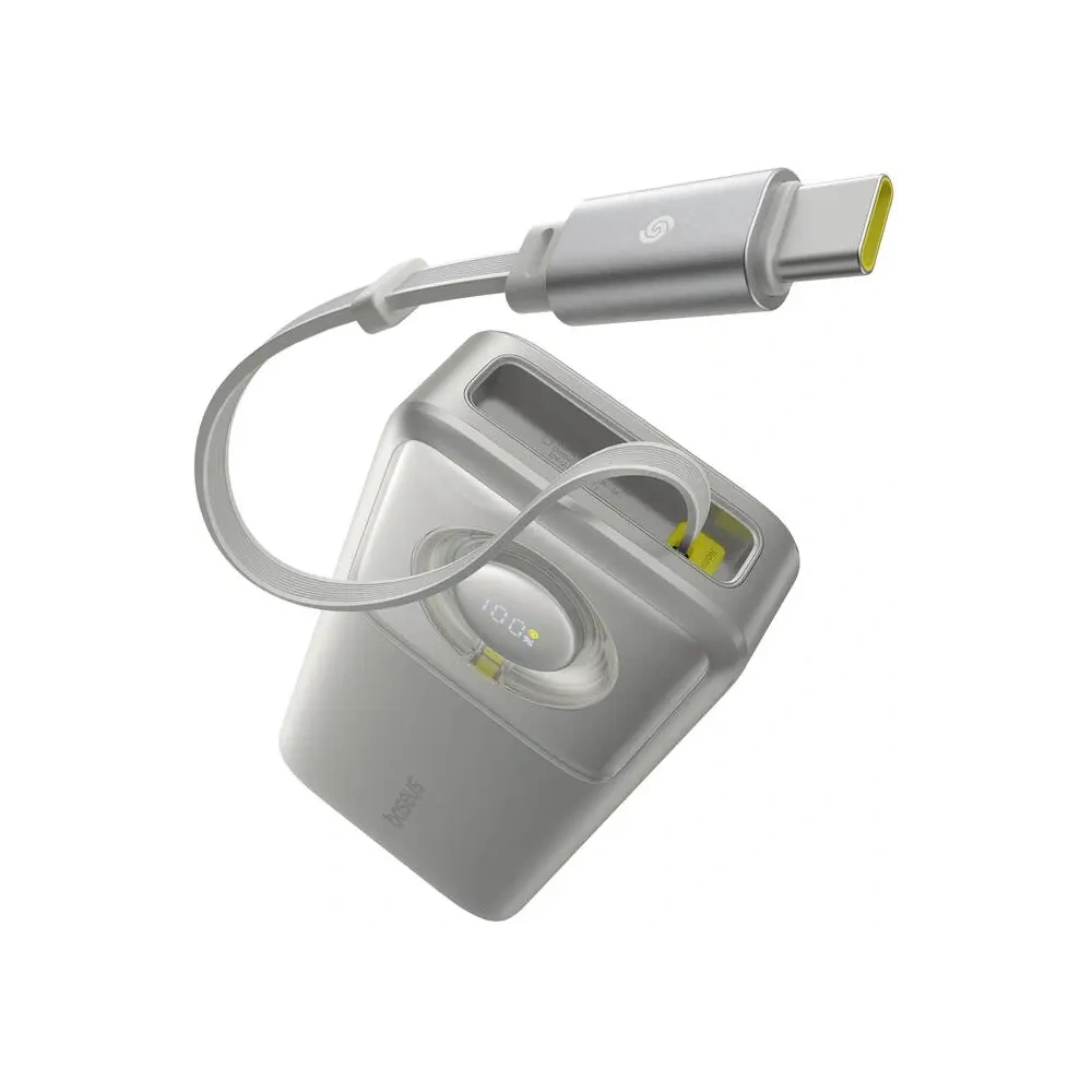 Powerbank Baseus OS Free2Pull 20000mAh 65W + wbudowany kabel USB-C (szary)